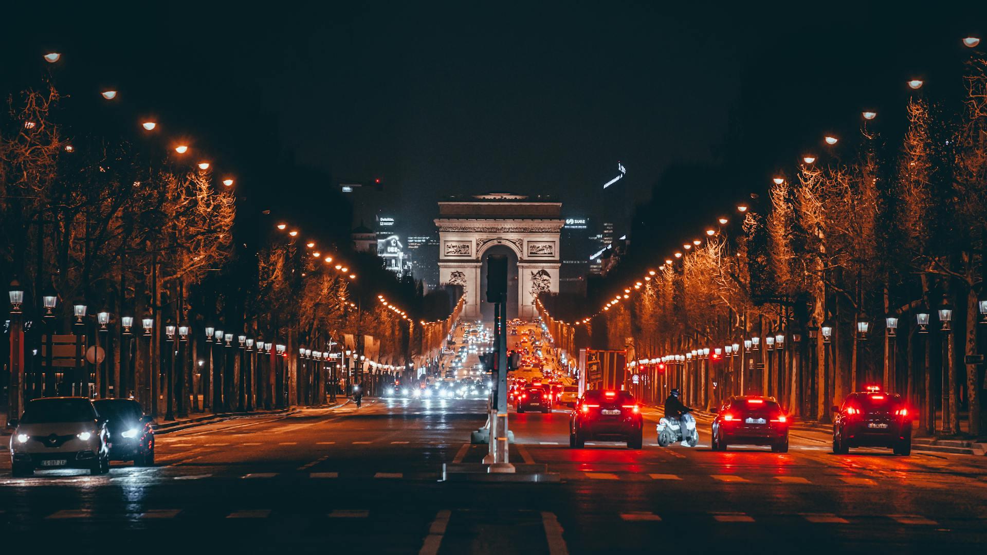 The Champs-Élysées and Arc de Triomphe — Paris, France
